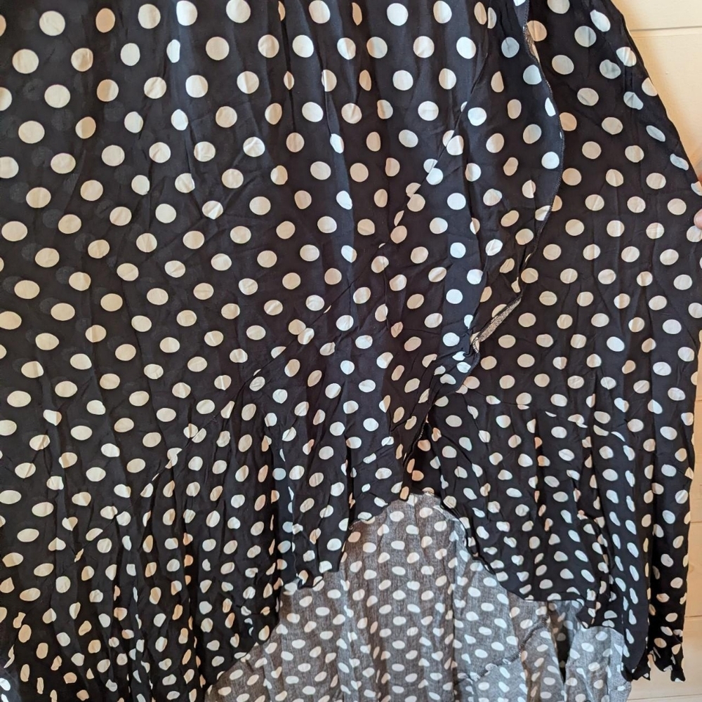 Grecerelle dress women’s 2XL black white polka dot wrap midi - Picture 4 of 8